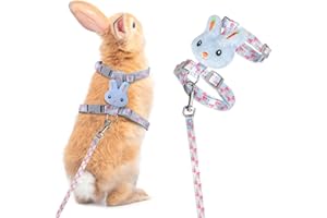 JINSION Harnais pour Lapin Nain Réglable, Laisse pour Lapins, Gilet Harnais Chaton, Accessoires pour Chat et Lapin, Laisses pour Petits Animaux, Compagnie pour Chat, Hamster, Chiot, Cochons