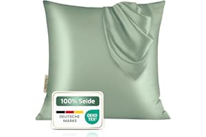 ‎BENE-SLEEP bene-sleep® Premium Seidenkissenbezug – 100 % Maulbeerseide 22 Momme | Verstärkte Nähte | Oeko-TEX Zertifiziert* | Anti-Frizz & Faltenreduzierung | hypoallergen & hautfreundlich (Grün, 80x80 cm)