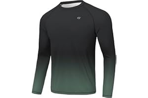Huayuzh Mens Swim Top Rash Guard Long Sleeve UPF 50+ Quick Dry Breathable Running Sport UV Sun Protection Swimming Shirts