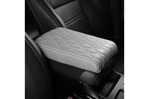 HIDRUO Leather Car Armrest Box Pad, Waterproof Car Armrest Center Console Cover Protector, Universal Arm Rest Cushion Pads for SUV/Truck/Vehicle (Gray, Ripple pattern)