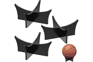 CANIPHA Supporto per palla in acrilico, espositore per palloni da calcio, pallacanestro, pallone da calcio, pallavolo, rugby, palla sportiva, trofeo autografo memorabilia (nero, 3 pezzi)