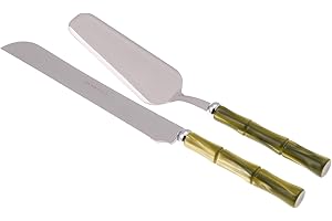 Rivadossi Sandro 5702D16 Set di Pala e Coltello per Torta, 2 Pezzi - Bamboo - 100% Made in Italy, Artigianalità e Design, Acciaio Inox 18/10,Verde Oliva