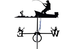 SVENSKAV Wetterfahne 67x89cm Motiv Angler groß schwarz Stahl Windspiel