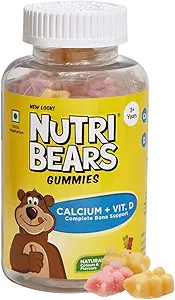 Nutribears Calcium + Vitamin D Gummies for Kids - For Stronger Bones and Teeth in Children that Dislike Milk (30 Count)