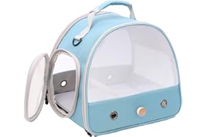 GENERIC Parrotlets Travel Carrier with Standing Perch,Lightweight Breathable Parrot Cage, Small Pet Carrier Bag with Shoulder Strap,Bird Rat Guinea Pig Squirrel (Blue, One Size)