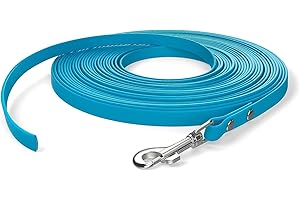 SNOOT 5m Schleppleine, Hundeleine, 1 Karabiner, Cyan-blau, extra schmal, schmutz- und wasserabweisend