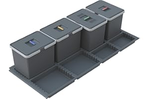 ELLETIPI 1954 ELLETIPI Metropolis ptc28 12050 4 F C10 PPV Poubelle de tri sélectif de tiroir, Gris, 111 x 46 x 28 cm