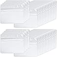 BUYGOO 100Pcs Clear ID Card Name Badge Holders Horizontal Name Tag Holders Waterproof & Dustproof Name Card Holders for Lanyards or Clips
