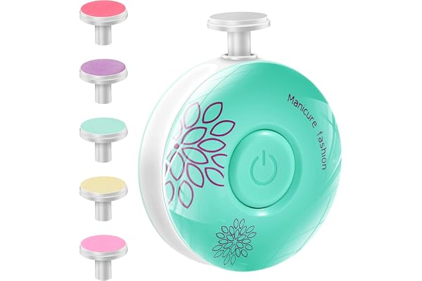 Brencco Lime à ongles électrique pour bébé avec six têtes de broyage interchangeables, faible bruit