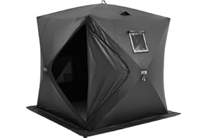 VEVOR Portable Pop-Up Ice Fishing Tent, 1-8 Person Insulated Ice Shelter, Large Fishing Area, Hub-Style Ice Shanty for Winter Fishing, Waterproof Oxford Ice Cube with Anchors/Ropes/Carrying Bag