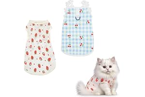 ZKFSIE 2 Pcs Cat Surgery Recovery Suit, Kitten Surgery Recovery Suit, Cat Onesie, Licking Vest, Abdominal Wound, Skin Disease Protection, Soft and Breathable Protective Clothing