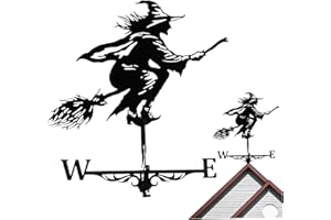 SMELEYOU Weathervane Weather Vane for Garden Witch Weather Vane for Garden Shed Witch Wind Vane 37 x 60 cm Metal Black Hollow Wind Direction Indicator Roof Mount for Farm Yard Gavoebo Decor
