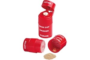 Ezy Dose Pill Crusher, Cutter and Grinder, Crushes Pills, Vitamins, Tablets, Stainless Steel Blade, Removable Drinking Cup, Red, 1 Count (Pack of 1)