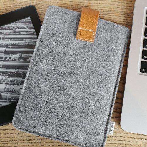 Inateck Kindle Paperwhite Hülle Case Filz Sleeve für Amazon neue Kindle Paperwhite 2015 300 PPI 3.Gen/ 2014/ 2013/ 2012 und Kindle Fire HD 6 20 cm x 14 cm, Verschluss mit Druckknopf, grau - 7