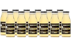 Bebida de recuperación REFIX - A base de agua de mar y agua de coco, baja en calorías, orgánica, sin azúcar añadido, vegana, sales minerales naturales, sabor coco y manzana, pack de 12 botellas.