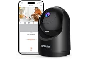 Tenda Caméra de Sécurité Intérieure 2K CP3 V3.0 Noire, WiFi 6 360° avec Audio Bidirectionnel, Vision Nocturne, Détection de Mouvement, Alarmes et Notifications Push, pour Bébés et Animaux Domestiques