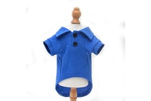lovelonglong Basic Dog Polo Shirts Premium Cotton, Polo T-Shirts for Large Medium Small Dogs with a Two-button Collar Blank Color Blue XL