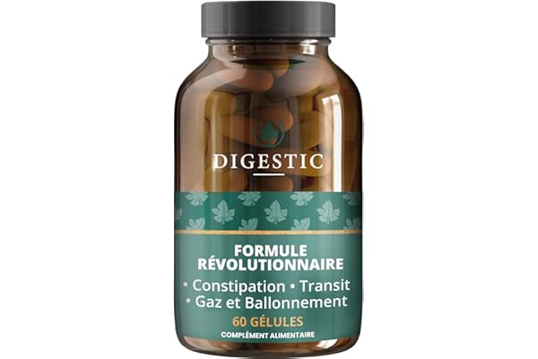 Digestic - Laxatif contre la constipation, ramollit les selles, 100% naturel, 60 capsules, Nettoie, Detox purifie le colon, Soulage les ballonnements et les gaz.