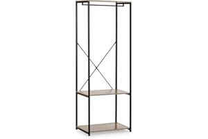 HOMN LIVING Armario vestidor Julia 2 estantes 1 Barra, Color Roble/Negro, 60 cm (Ancho) 40,4 cm (Profundo) 167 cm (Altura)