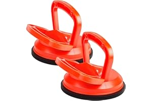 EXLECO 2x Ventosa para Cristal 118mm Ventosa Coche Abolladuras Capacidad de 50Kg Ventosa de Vidrio Naranja Ventosa de Vacío