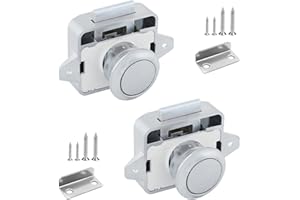 Amfrpar 2 pezzi Pulsante di chiusura serratura per campeggio auto in metallo 14-16 mm pulsante porta senza chiave serratura per mobile della porta con viti per armadio da campeggio e Yachts Cassetto