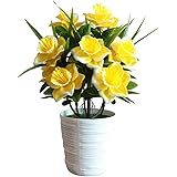strimusimak 1Pc Fake Potted Plant Artificial Plastic Daffodil Flower Stage Garden Wedding Home Party Decoration Props - Yellow