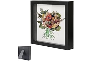 FEADBYT 3D Shadow Box, 20 x 20 cm Wooden Deep Box Frame Deep, 3D Picture Frame, With transparent acrylic sheet, Deep Frame Display Box for Wall Hanging or Desktop, Black