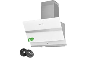 CIARRA CBCW6736N Campana Extractora Cocina 60 cm Clase A+++ 650 m³/h con Filtros de Carbono CBCF003 Evacuación al Exterior y Recirculación, Blanco, Interna 4 Velocidade