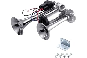 Rupse Air Horn 12V, Electric Car Horn, 150DB Super Loud Train Horn Double Tube Zinc Airhorn with Compressor for All 12 V Vehicles Motorcycle Truck Cars Boats