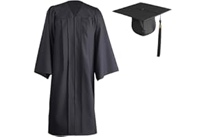 FORMEMORY Graduation Gown and Mortarboard Cap, Academic Gown, Graduation Robe with Tassel, Graduation Costume for University High School Ceremony, Unisex