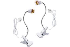 WEEVDRIE E27 Clamp Lamp Holder, Flexible Gooseneck Clip Light, Clip on Light Socket, 360 Degree Clip Flexible Light, Clip on Lamp with 220CM Cable, Clip on Spotlight Light (No Bulb)
