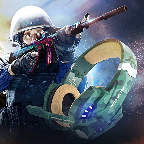 EasySMX Auriculares con Microfono  Cascos Gaming para Nueva Xbox One  Gaming Headset para PS4 con Control de Volumen  Compatible con Laptop PC y Smartphone Camuflaje 