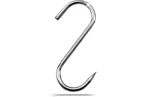 XXL Fleischerhaken aus Edelstahl 140mm 1 Stück - robust und langlebige Metzgerhaken - Edelstahlhaken sind rostfrei, S-Haken für alle Zwecke, hochwertige Räucherhaken (140mm Länge - 1 Stück)