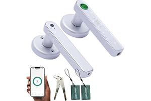 CARNFORTH Smart Fingerprint Door Lock, 5 in 1 Automatic Smart Door Handle with APP Control/Fingerprint/IC Cards/Password/Backup Keys, Electronic Digital Locks Suit for Bedroom, Office, Apartment, Chrome