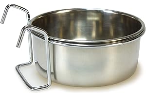 Arquivet Vogelfutterstation oder -tränke aus Edelstahl mit Haken, Vogelfutterspender für Vögel, Futterbehälter für Vögel, 150 ml