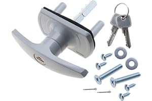 OTOTEC Cerradura para puerta de garaje, con espigas de fijación de 18/35mm y mango de 50/75mm, compatible con HENDERSON o CARDALE., plateado