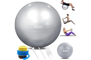IKELY Gymnastics Ball, Pezziball, Birth Ball, 65 cm Fitness Ball Large and 25 cm Pilates Ball Set, for Home, Gym and Office, Skin-friendly Sitting Ball, Rehabilitation Home Training, Balance Ball, Sport