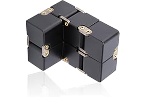 ANKROYU Cubo Infinito in Metallo, Giocattolo di Decompressione Cubo a Vibrazione Infinita Per Bambini E Adulti Giocattolo Cubo di Agitazione in Lega di Alluminio Giocattolo Antistress Portatile(Nero)