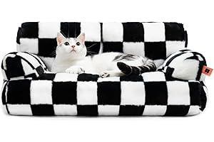 MEWOOFUN Stylowe legowisko dla kota do samochodów domowych, duże - puszysta i miękka sofa dla małego psa, sofa dla psów i kotów, 66 x 48 cm, urocze legowisko dla kota z antypoślizgowym dnem,