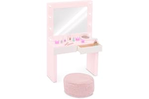 Our Generation - Glam & Glow Waschtisch-Set - Pinker Schminktisch Spielset - Beleuchteter Spiegel - Spiel- Schmink- und Stylingartikel - 46 cm Puppe Zubehör - Spielzeug für Kinder ab 3 Jahren