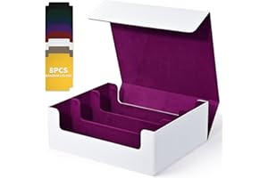 UAONO Card Storage Box, Premium Commander Deck Box Holds 1800+ Single Sleeved Trading Cards, PU Leather Card Deck Case Fits MTG Yugioh TCG Magic Game Cards (White&Purple)