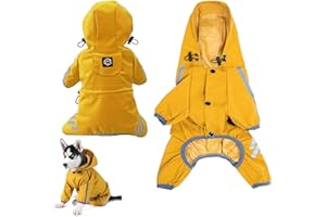ZOUWEL Impermeabile per Cani, impermeabile cane taglia piccola media grande, cappotto impermeabile cane con coulisse regolabile e Strisce Riflettenti protettive e Cappuccio
