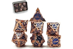 SCHLEUDER Dadi Set D&D, Dadi D&D Metall, Dadi Poliedrici, RPG Dadi Poliedrici Metallo, Set 7 Dadi, Dungeons and Dragons, Dadi Gioco Poliedrici Pathfinder (Bronze 4)