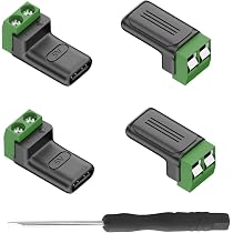 Adattatore USB-C A Morsetto A Vite 2 Pin – Saldatura Non Servita, 5V 3A, Per Riparazioni E Progetti Fai-da-Te (Pacchetto Da 4)