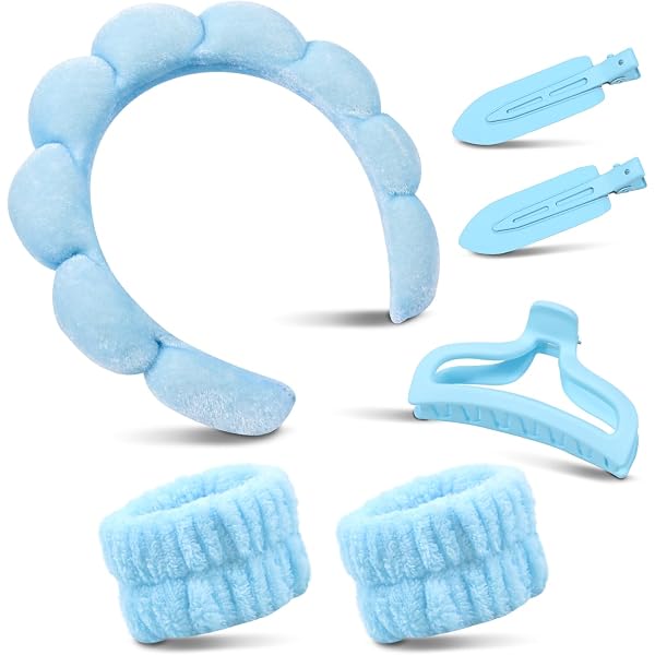 4 Stück Skincare Stirnbänder Set – Mit Schleife Und Armband, Aus Korallensamt, Für Gesichtsreinigung & Make-up