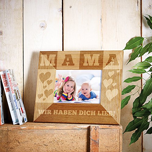 Bilderrahmen mit Gravur für Mama – Standard – Wir haben dich lieb – Rahmen aus Holz – Originelle Muttertagsgeschenke – Fotorahmen als dekoratives Weihnachtsgeschenk - 2