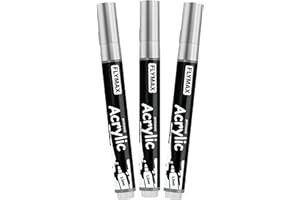 FLYMAX Silber Marker Stifte 2,5mm – Permanent Marker Silber Acrylic Wasserbasis Wasserfest Schnelltrocknend Mittel (3er Pack)