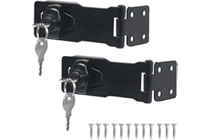 Zythrem 2Pcs Keyed Hasp Lock 4 Inch Door Lock Hasp and Staple with Padlock Bedroom Door Lock with 2 Keys Shed Locks Safety Door Clasp Gate Lock for Shed Garden Garage Bedroom Loft Door Cabinet Black