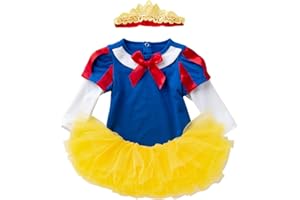 HIHCBF Neonata Costume di Carnevale Vestito da Principessa Biancaneve Pagliaccetto per Bimba Compleanno Festa Halloween Cosplay Natale Abitini per Bambina con Archetto