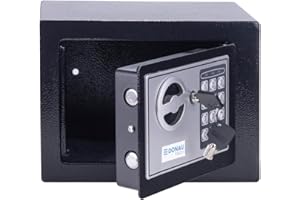 Caja fuerte digital DONAU TECH Mini 4,6L / 23 x 17 x 17 cm/Caja fuerte electrónica manual-digital pequeña para muebles/con contraseña digital y 2 llaves de seguridad/Negra
